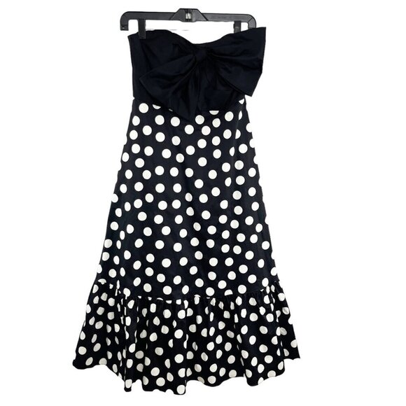 Anthropologie Dresses & Skirts - Hutch for Anthropologie Black & White Polka Dot Strapless Dress with Bow Size 4P
